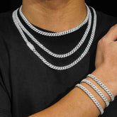 【US 3 Days Delivery】GL 6.5mm Three Diamonds 925 Sterling Silver Moissanite Cuban Chain